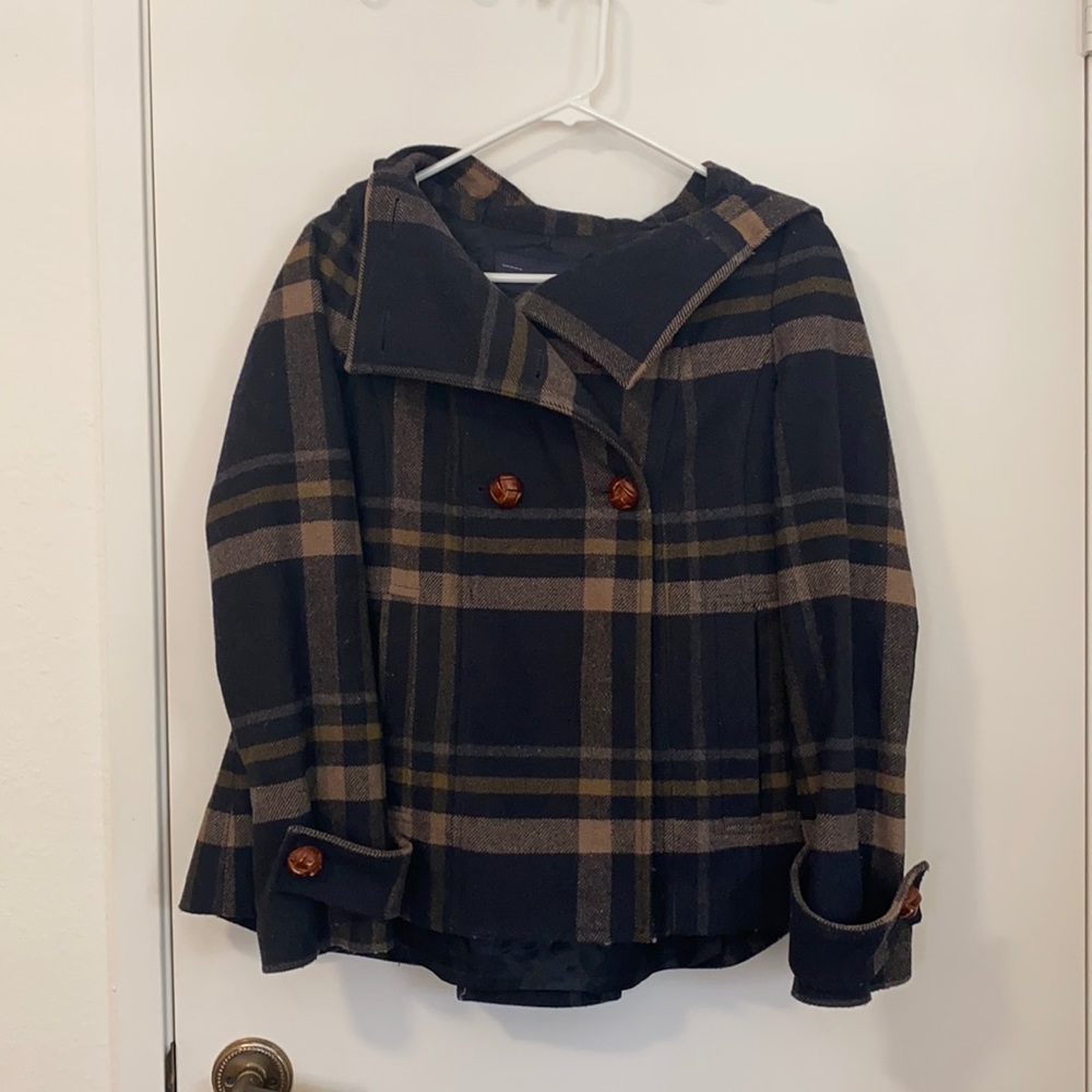 Zara Plaid Peacoat size S